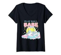 Donna Play Ball Babe Softball Tacchetti Ragazze Team Outfit Maglietta con Collo a V