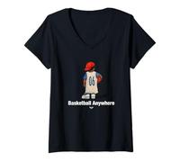 Donna Play Basketball, Basketball Anywhere Illustration Graphic Maglietta con Collo a V