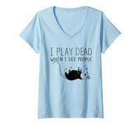 Donna Play Dead When See People Maglietta con Collo a V