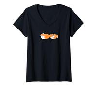 Donna Playful Foxes Design - Cute and Whimsical Animal Artwork Maglietta con Collo a V