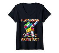 Donna Playground Architect Future Architect Blocks Master Builder Maglietta con Collo a V