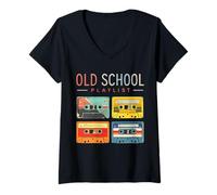 Donna Playlist della vecchia scuola, grafica Sweet Retro Memories Maglietta con Collo a V
