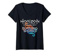 Donna Playstation Horizon Forbidden West Burning Shores Waves Maglietta con Collo a V