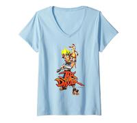 Donna Playstation Jak And Daxter Classic Duo Pose And Logo Maglietta con Collo a V