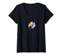 Donna PlayStation Pride LGBTQIA Collection Stacked Chest Logo Maglietta con Collo a V