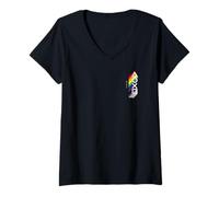 Donna PlayStation Pride LGBTQIA Collection Vertical Pocket Logo Maglietta con Collo a V