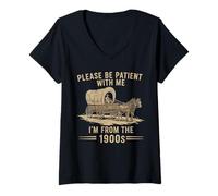 Donna Please be patient with me i'm from the 1900s Vintage Maglietta con Collo a V