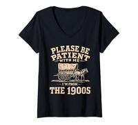Donna Please be patient with me i'm from the 1900s Vintage Maglietta con Collo a V