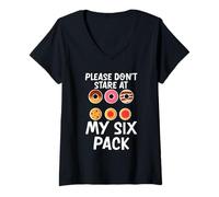 Donna Please Don't Stare At My Six Pack Abs Fitness ------- Maglietta con Collo a V