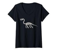 Donna Plesiosauro Scheletro Fossile Paleontologo Amanti della Scienza Maglietta con Collo a V