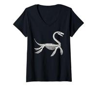 Donna Plesiosauro Scheletro Fossile Paleontologo Amanti della Scienza Maglietta con Collo a V