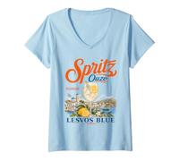 Donna Plomari Ouzo Spritz Lesbo Grecia Vacanza sull'isola Maglietta con Collo a V