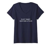 Donna Plot Twist: God Had a Plan - Christian Faith Reminder Maglietta con Collo a V