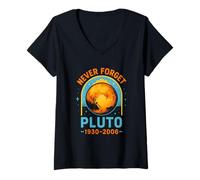 Donna Plutone Never Forget Universo Sistema Solare Spazio Pianeta Uomo Maglietta con Collo a V