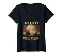 Donna Plutone Non dimentica mai Divertente Pianeta Tributo Astronomia Maglietta con Collo a V