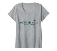 Donna Plymouth State University Panthers Institutional Text Logo Maglietta con Collo a V