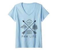 Donna PNW Life Pacific Northwest Pride Oregon Washington Montana Maglietta con Collo a V