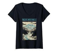 Donna PNW Pacific Northwest Pride Oregon Washington Montana Maglietta con Collo a V