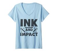 Donna Poesia Slam Ink E Impact Slam Poesia Maglietta con Collo a V