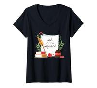 Donna Poesia Slam Ink E Impact Slam Poesia Maglietta con Collo a V