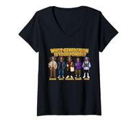 Donna Pointer Generations - Divertente Regalo per Gli Amanti dei Cani Maglietta con Collo a V