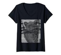 Donna Poison Design - Leonessa Disegno Maglietta con Collo a V