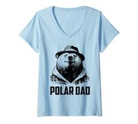 Donna Polar Dad - Vintage Carino Orso polare Papà Festa del Papà Maglietta con Collo a V
