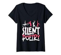 Donna Pole Dance Polerina Silent Poetry Maglietta con Collo a V