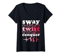 Donna Pole Dance Polerina Sway Twist Conquer Maglietta con Collo a V