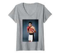 Donna Politico Messicano & Boxer Erik Morales di Michael Grecco Maglietta con Collo a V