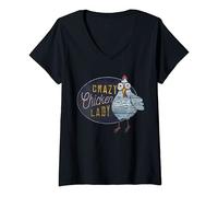 Donna Pollame impazzito afflitto da Crazy Chicken Lady Maglietta con Collo a V