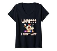 Donna Pollo Quello Che Non Ho Vinto Bingo Gioco D'Azzardo Palline Daubers Divertimento Maglietta con Collo a V
