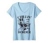 Donna Poltrona Estiva per Cani Chillin' with My Border Collie Maglietta con Collo a V