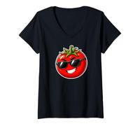 Donna Pomodoro Vegitarier Vegano Donna Uomo Bambini Maglietta con Collo a V