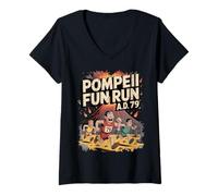 Donna Pompei Fun Run AD 79 Maglietta con Collo a V