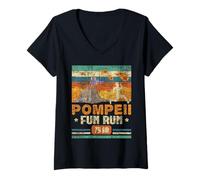 Donna Pompei Fun Run - Geografia Vulcanologo Vulcanologia Maglietta con Collo a V