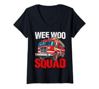 Donna Pompiere Wee Woo Squad Vigili del Fuoco Camion Giochi di Parole Pompiere Maglietta con Collo a V