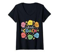Donna Poms Cheer Coach Apprezzamento Pom Cheerleader Coach Maglietta con Collo a V