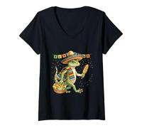 Donna Poncho Geco Messicano Cinco De Mayo Fiesta Sombrero Meme Maglietta con Collo a V