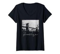 Donna Ponte di Brooklyn New York City Pride NYC NY Vintage Maglietta con Collo a V