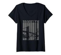 Donna Ponte di Brooklyn New York City Pride NYC NY Vintage Maglietta con Collo a V