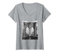 Donna Ponte di Brooklyn NYC New York NY Vintage Maglietta con Collo a V