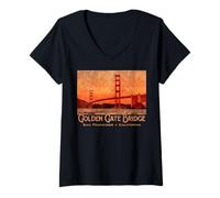 Donna Ponte Golden Gate, San Francisco, California Maglietta con Collo a V