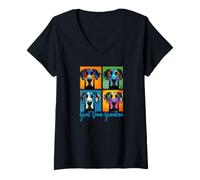 Donna Pop Art Style Great Dane Nonna Maglietta con Collo a V