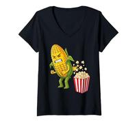 Donna Pop Corn Sarcastic Food Lover Popcorn Costume for Halloween Maglietta con Collo a V