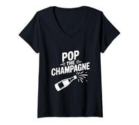 Donna Pop Lo Champagne Maglietta con Collo a V