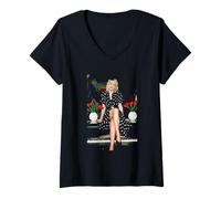 Donna Pop Star Cyndi Lauper in Gran Bretagna Ho guidato Tutta la Notte Promo Maglietta con Collo a V