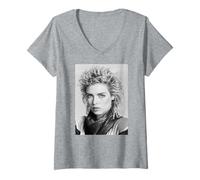 Donna Pop Star Kim Wilde Prende in Giro & Dares Era Ritratto 1984 Maglietta con Collo a V