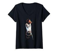 Donna Pop Superstar World Tour 1988 Re del Pop Anni '80 Maglietta con Collo a V