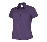 Donna Popeline Camicia a Manica Corta Casual Formale Business Lavoro Uniforme